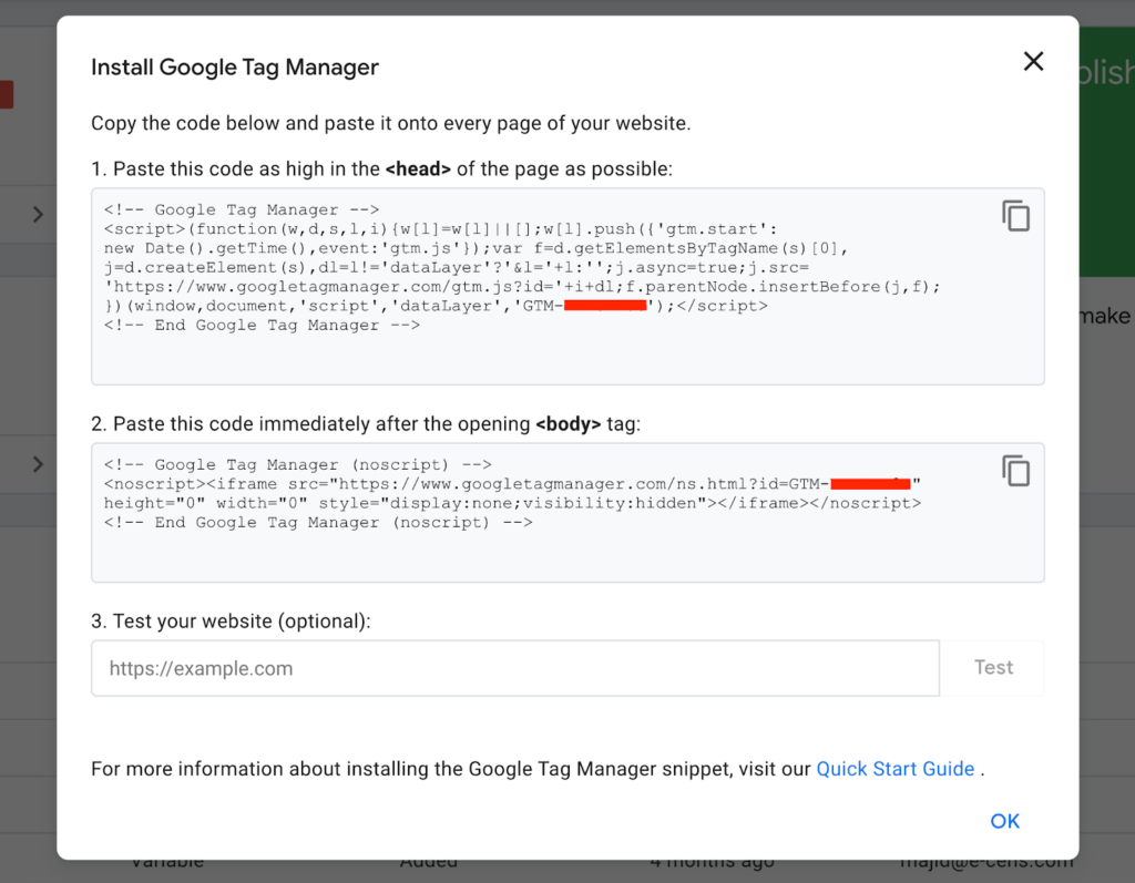 Google Tag Manager code